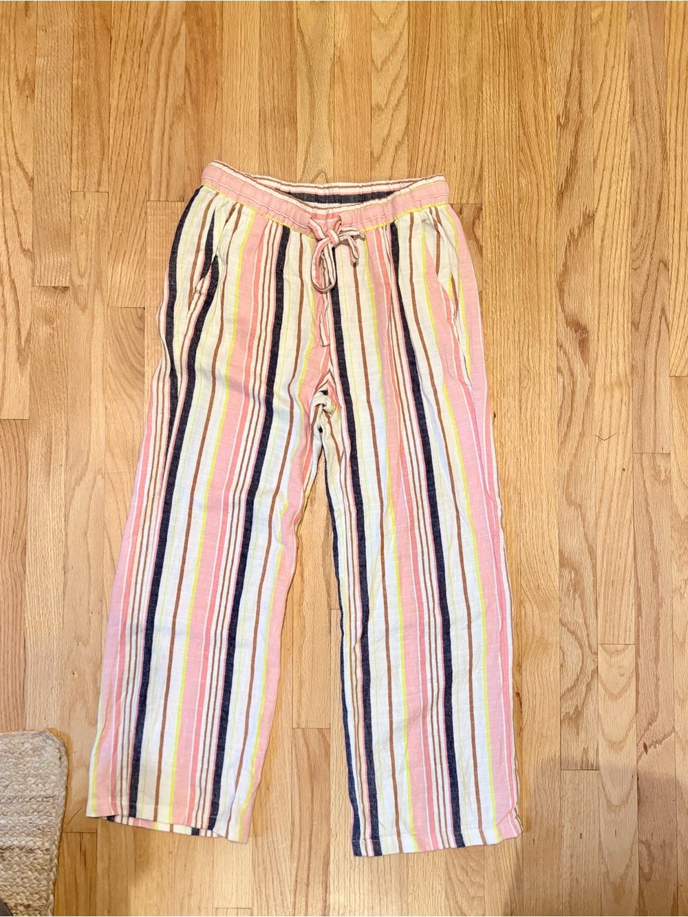 Multi Stripe Wide Leg linen blend Pants